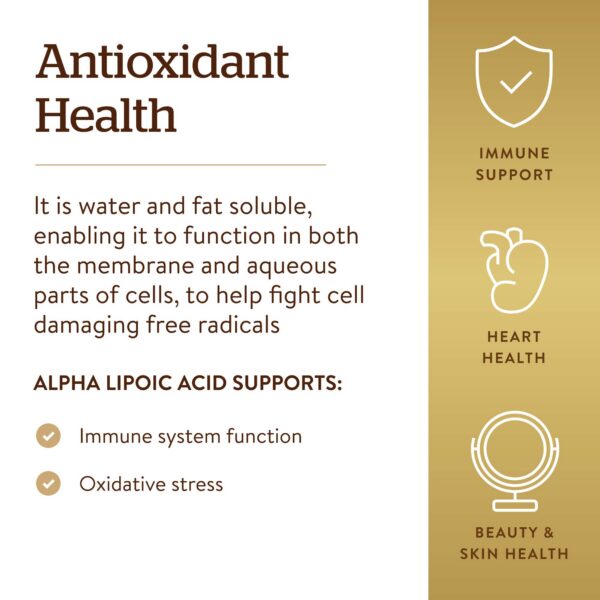 Frasco solgar cápsulas vegetales ácido alfa lipoico antioxidante