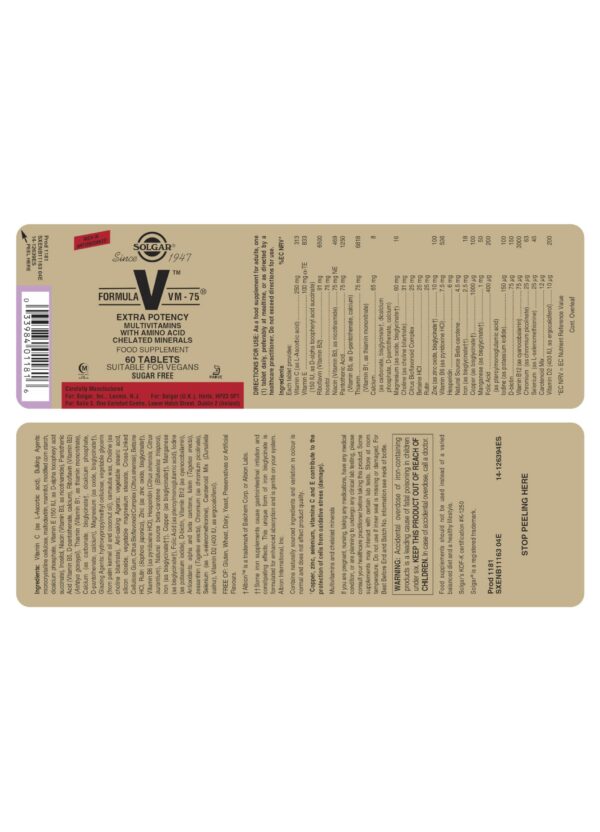 Version 1.0.0 Frasco de Solgar Fórmula VM-75 60 tabletas