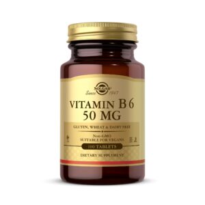 Frasco Solgar Vitamina B6 50 mg 100 tabletas sin gluten