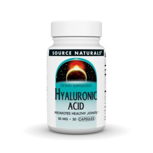 Frasco de Source Naturals ácido hialurónico con etiqueta