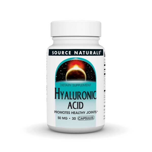 Frasco de Source Naturals ácido hialurónico con etiqueta