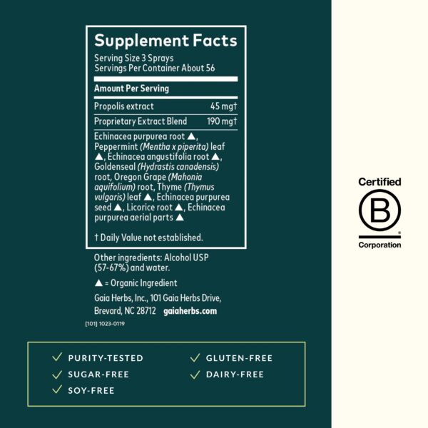 Version 1.0.0 Frasco spray garganta Gaia Herbs ingredientes naturales