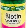 Version 1.0.0 Frasco Spring Valley suplemento de biotina para cabello sano
