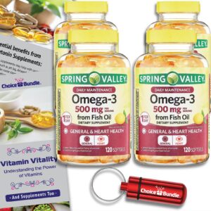 Frasco de Spring Valley Fish Oil Omega-3 Softgels