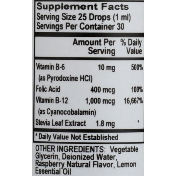 Frasco de Sprouts gotas líquidas vitamina B12 vista lateral