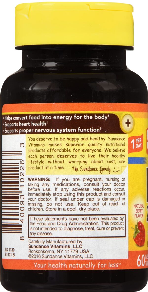 Frasco Sundance B-12 2500 mcg ácido fólico tabletas rápidas