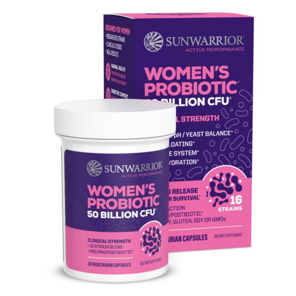 Version 1.0.0 Frasco de Sunwarrior probiótico para salud intestinal mujeres