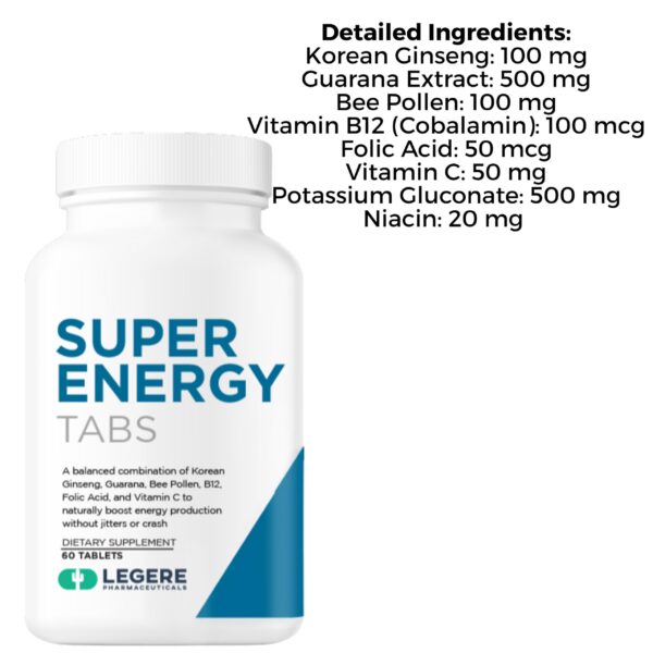 Frasco de Super Energy con guaraná y ginseng natural