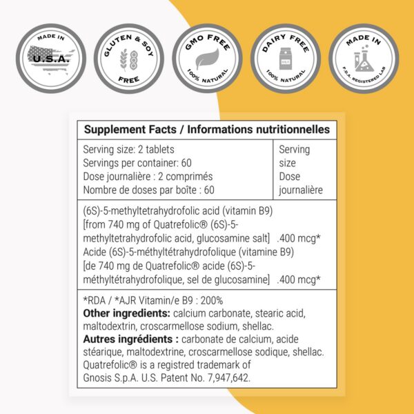 Frasco Supersmart SuperFolate vitamina B9 para salud