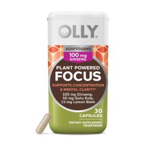 Frasco suplemento OLLY Focus cápsulas vegetarianas 30ct