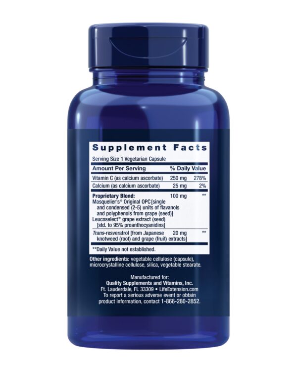 Frasco de suplemento antioxidante con resveratrol y vitamina C