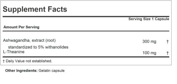 Frasco suplemento Ashwagandha y Theanine natural