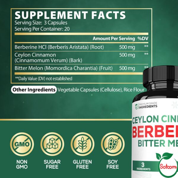 Frasco de suplemento de berberina 1500mg Satoomi