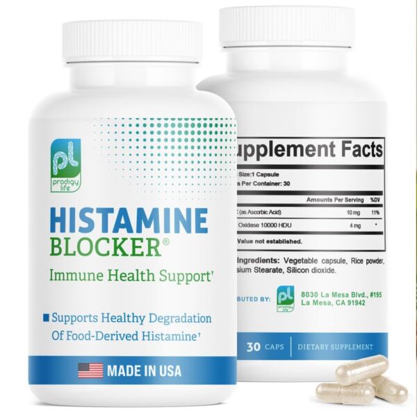 Frasco suplemento bloqueador de histamina con enzima DAO Prodigy Life