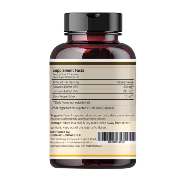 Version 1.0.0 Frasco suplemento Boswellia Serrata con cúrcuma orgánica