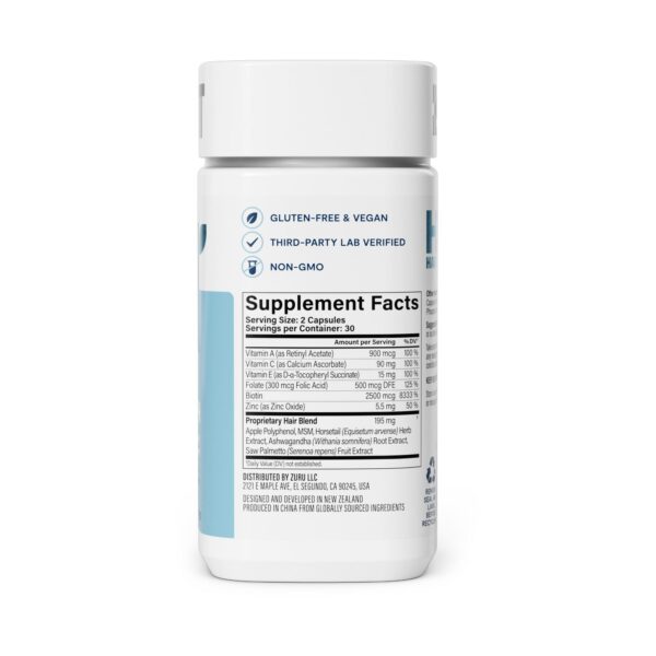 Frasco de suplemento para cabello H' Habit 60 cápsulas