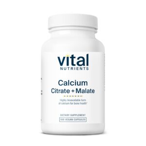 Frasco de suplemento Vital Nutrients calcio 150mg 100 cápsulas