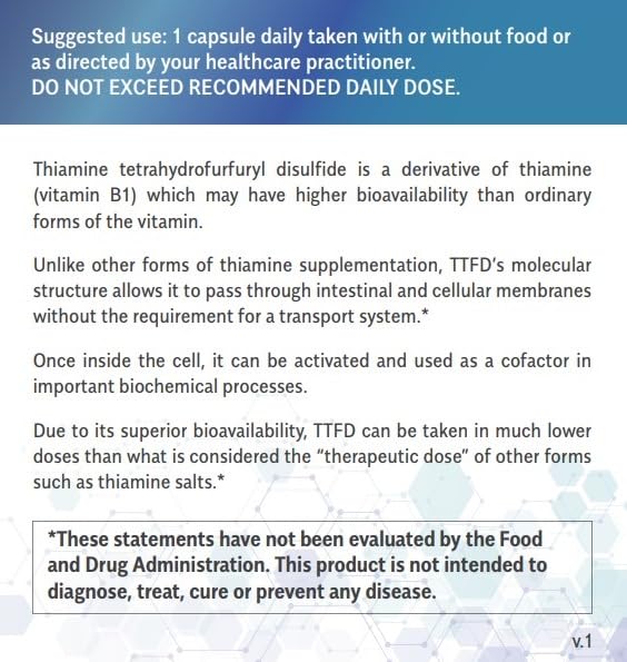 Frasco suplemento cápsulas Thiamax vitamina B1 100mg