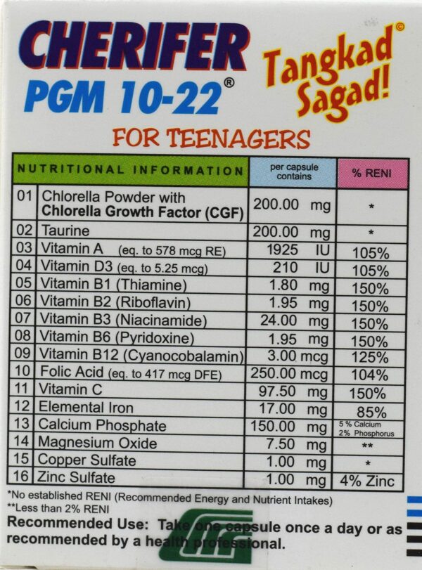 Version 1.0.0 Frasco de suplemento Cherifer crecimiento con factor de clorella