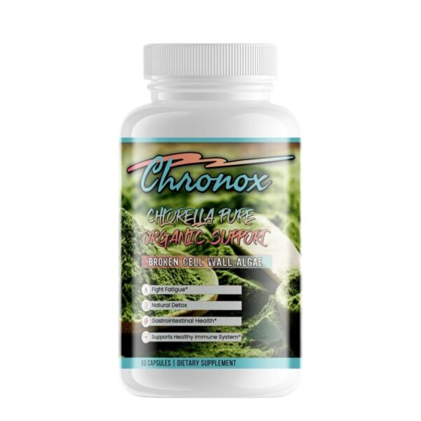 Frasco suplemento Chlorella orgánica Chronox 60 cápsulas