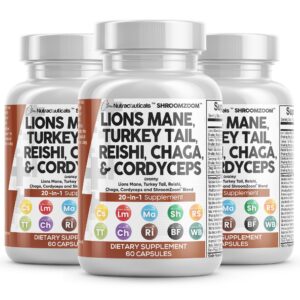 Frasco suplemento Clean Nutraceuticals Lions Mane con 20 hongos