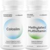 Frasco de suplemento Coloslim y multivitamínico metilado