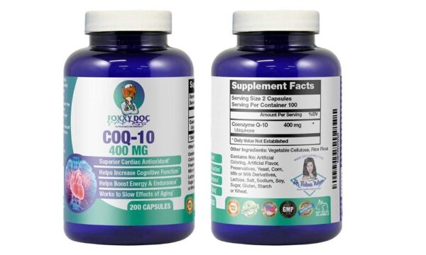 Version 1.0.0 Frasco suplemento CoQ10 con cápsulas vegetales para salud celular