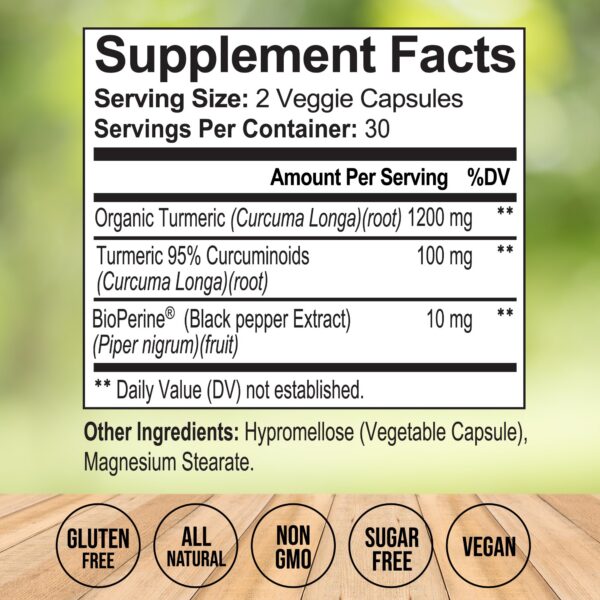 Frasco suplemento cúrcuma curcumina alta absorción para articulaciones