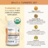 Frasco suplemento cúrcuma curcumina con jengibre y vitamina D Organixx