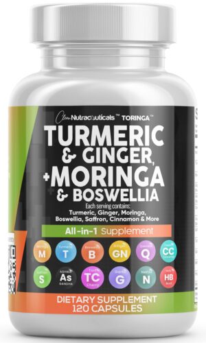 Frasco suplemento cúrcuma moringa Clean Nutraceuticals 120 cápsulas