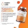 Frasco suplemento cúrcuma orgánica Purity Labs 120 cápsulas