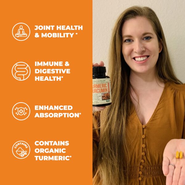 Frasco de suplemento de cúrcuma con pimienta negra y curcuminoides