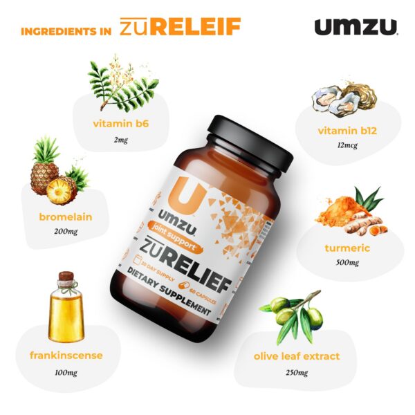 Frasco suplemento cúrcuma UMZU con ingredientes naturales