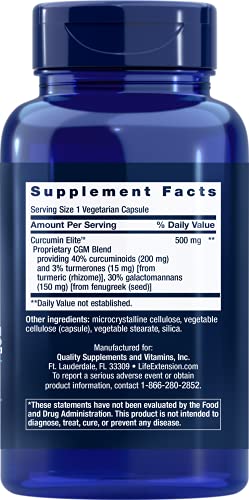Frasco de suplemento curcumin elite Life Extension 90 caps