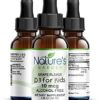 Frasco del suplemento D3 niños sabor uva Nature's Garden lado derecho