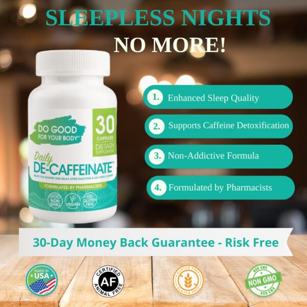 Version 1.0.0 Frasco suplemento Daily De-Caffeinate para relajación post cafeína