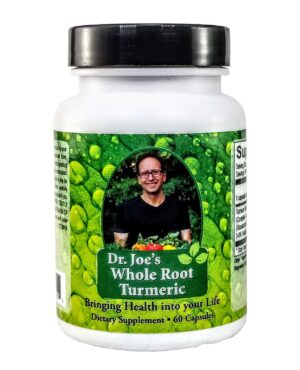 Frasco suplemento Dr. Joe's cúrcuma raíz completa 60 cápsulas