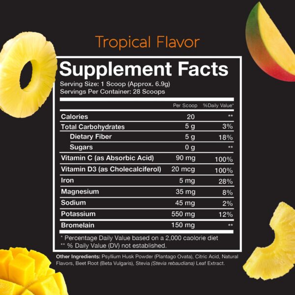 Frasco de suplemento de fibra psyllium Pinch Magic para apoyo digestivo