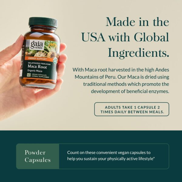 Frasco suplemento Gaia Herbs Maca raíz Lepidium meyenii