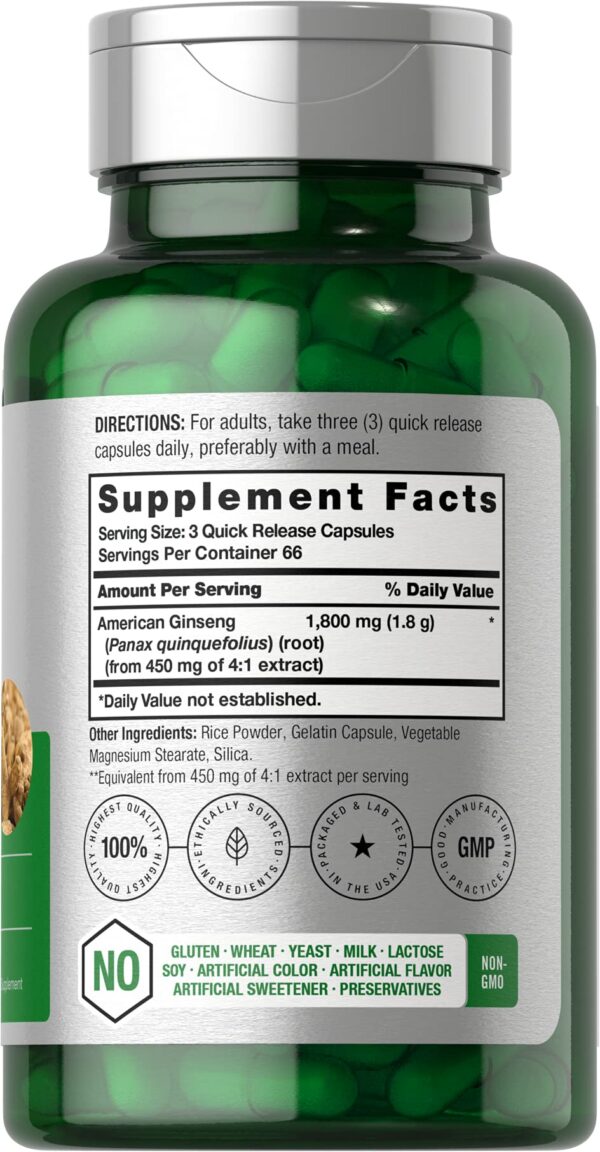 Frasco de suplemento ginseng americano Horbäach