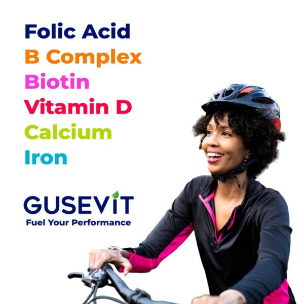 Frasco suplemento GUSEVIT para mujeres salud y energía