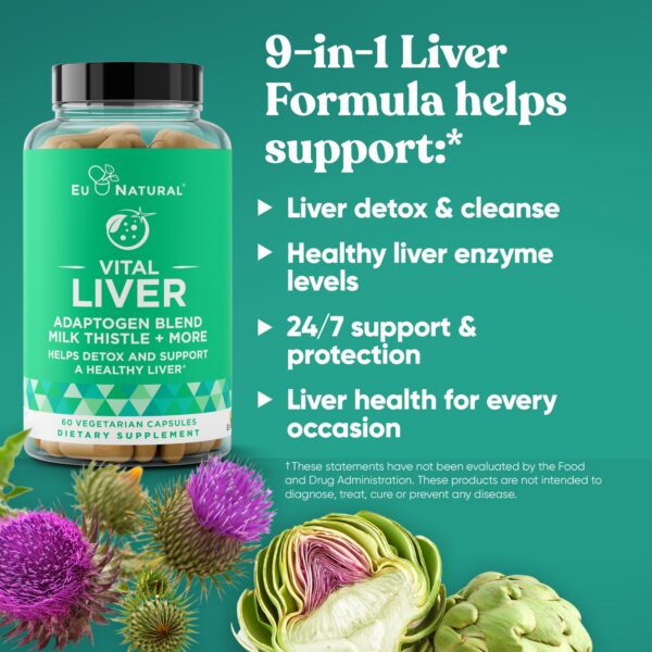 Frasco del suplemento hepático Vital Liver Cleanse 60 cápsulas