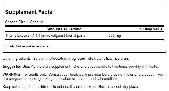 Version 1.0.0 Frasco suplemento herbal hoja tomillo Swanson