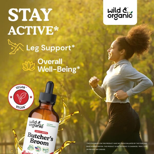 Frasco suplemento herbal vegano Wild & Organic butcher's broom
