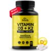 Frasco suplemento HerbaMe vitamina D3 K2 magnesio 90 cápsulas