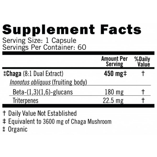 Frasco suplemento hongo Chaga orgánico Eversio Wellness vegano