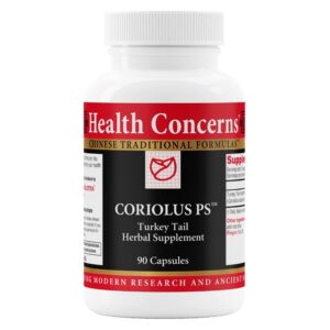 Frasco de suplemento de hongos Coriolus PS Health Concerns