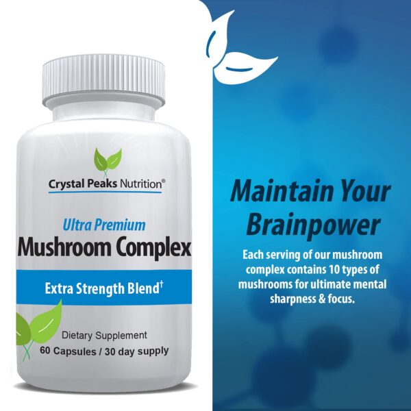 Version 1.0.0 Frasco de suplemento de hongos mostrando etiqueta