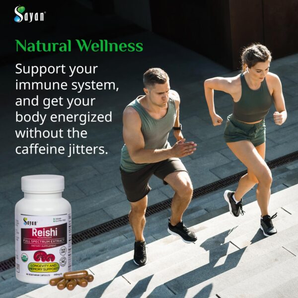 Frasco suplemento hongos Reishi para apoyo inmunológico Sayan