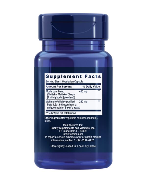 Frasco de suplemento con hongos para sistema inmune Life Extension